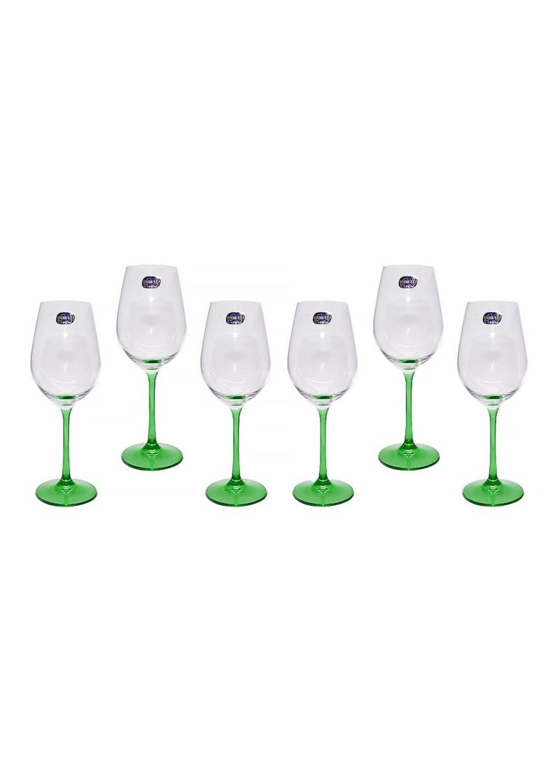 Set Of 6  Large Green Stemware Glass 250 ML